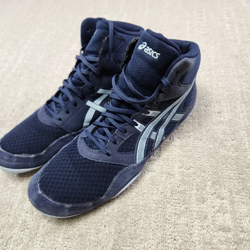 Asics Snapdown 2 Wrestling Shoes Mens 10.5 Navy Blue High Top 1081A058